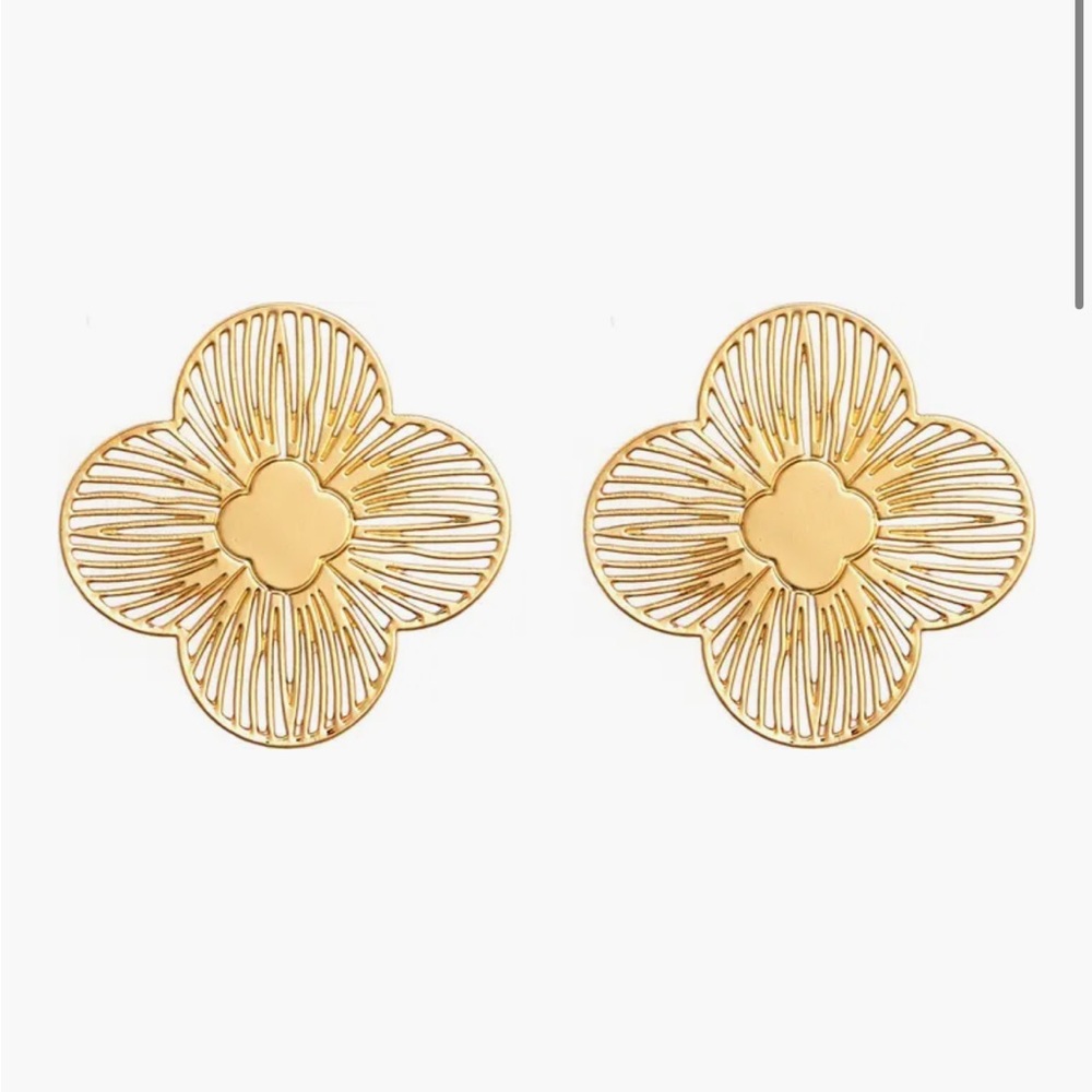 Panacea Gold Clover Earrings NWT